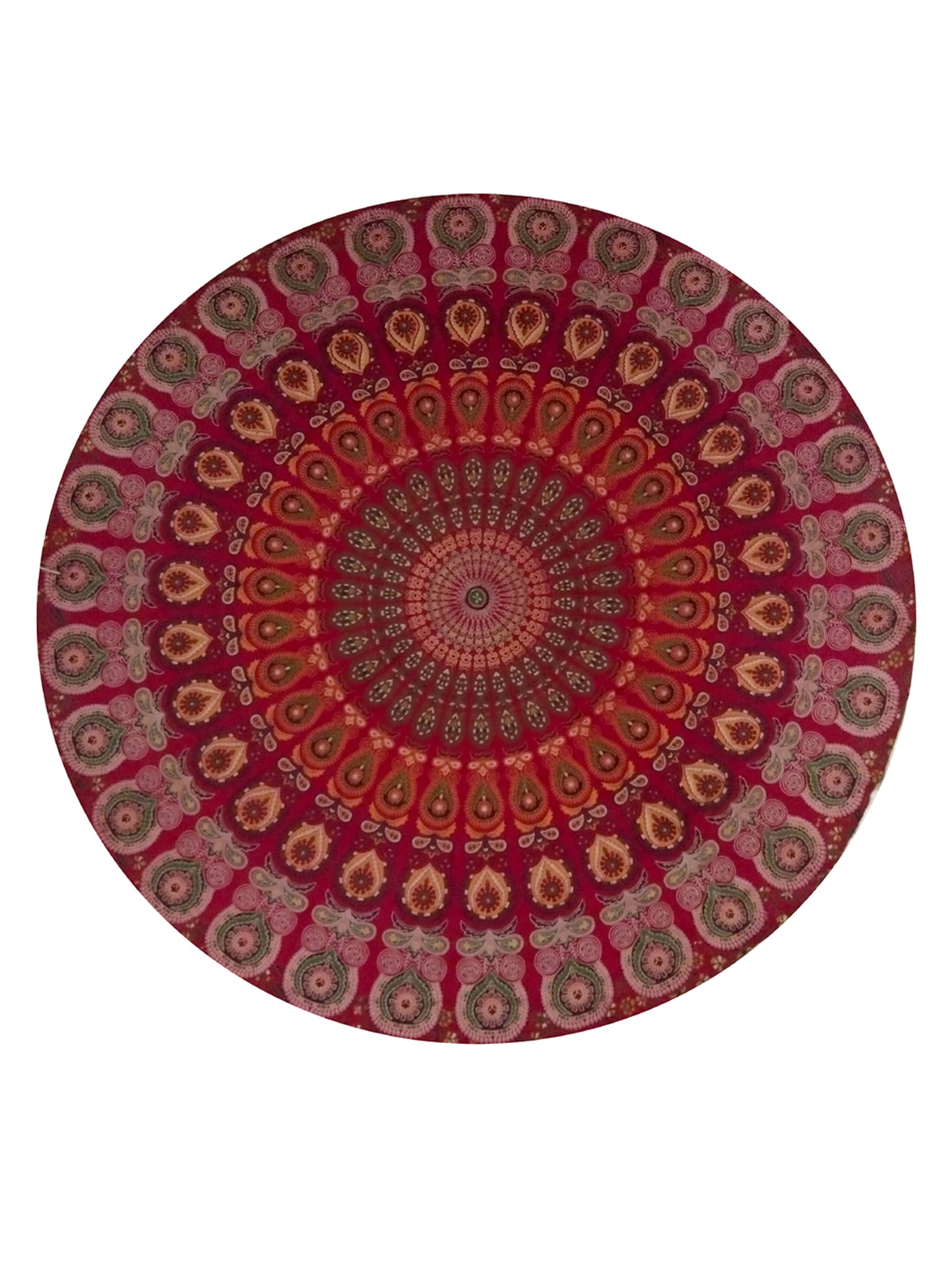 raajsee Red Round Beach Tapestry Hippie/Boho Beach Blanket Mandala/Indian Cotton Throw - Round Tablecloth/Home Decor/Indie Rug Yoga Mat Meditation Picnic Rugs 178 CM / 70 INCHE Circle