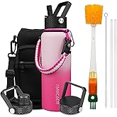 YONICOER Insulated Water Bottle 40oz,Triple Wall Vacuum Stainless Steel(Dishwasher Safe),Leak Proof & Non-BPA,Flask Jug with Paracord Handle & Straw Spout Lids Sports Cherry Blossom