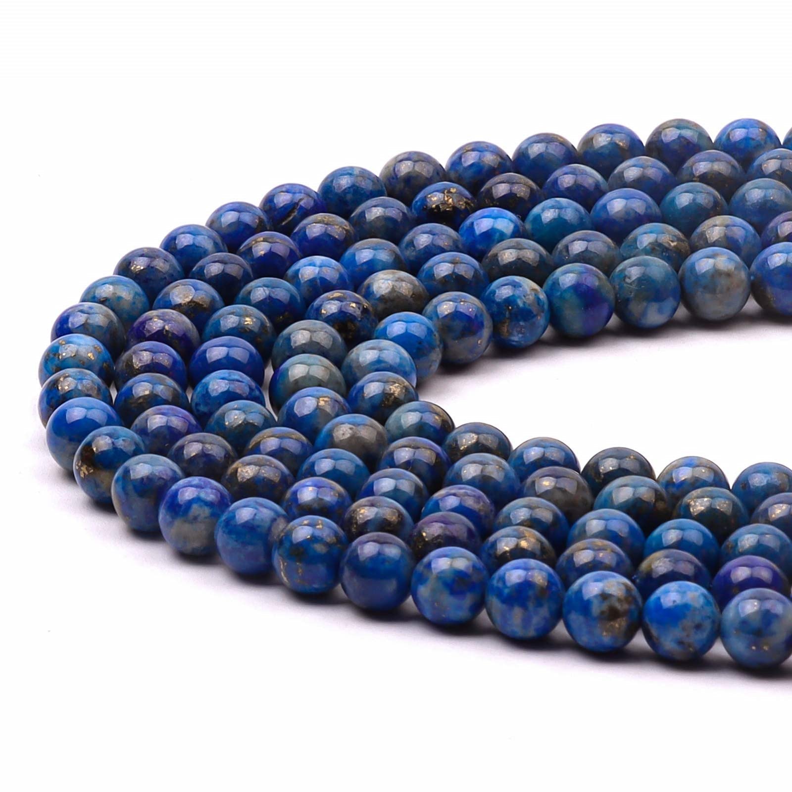 10mm Round Lapis Lazuli Gemstone Beads, 31-36pcs Loose Smooth Healing Power Stone Beads for Bracelet Necklace Jewellery Making and DIY Crafts, 1 Strand 15.5" — image 1