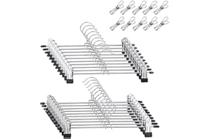 Qualsen Pants Hangers,Pack of 20 Adjustable Skirt Hangers with Clips Baby Hangers with Non-Slip Adjustable Clips,Metal Trouse