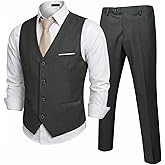 YND Men's 2-Piece Suit, Vest Pants Set for Men, Classic Waistcoat with Tie for Business, Wedding, Prom, Homecoming