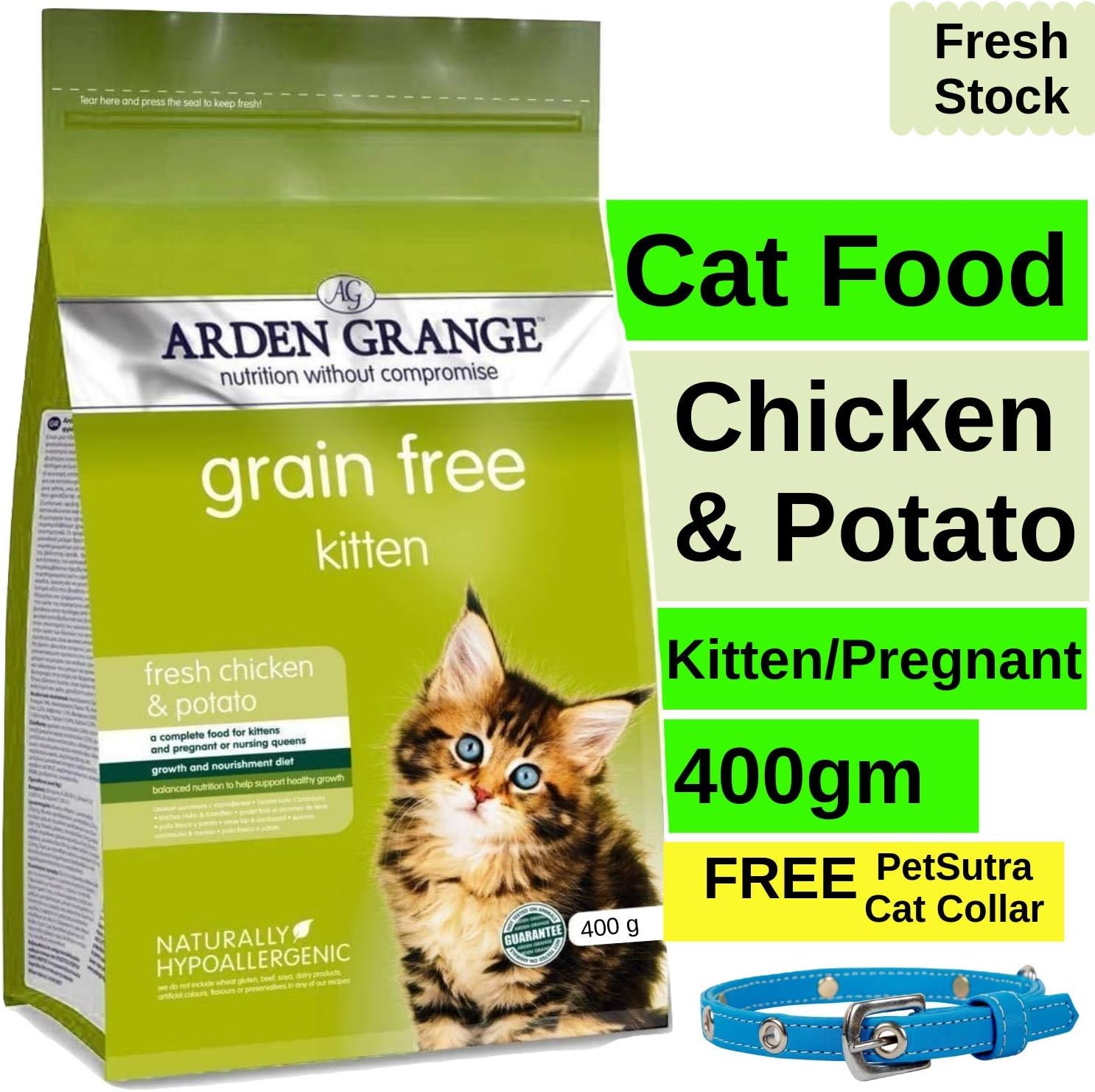 Arden Grange Cat Food Kitten, Lactating/Pregnant Cats (Chicken & Potato, 400gms)