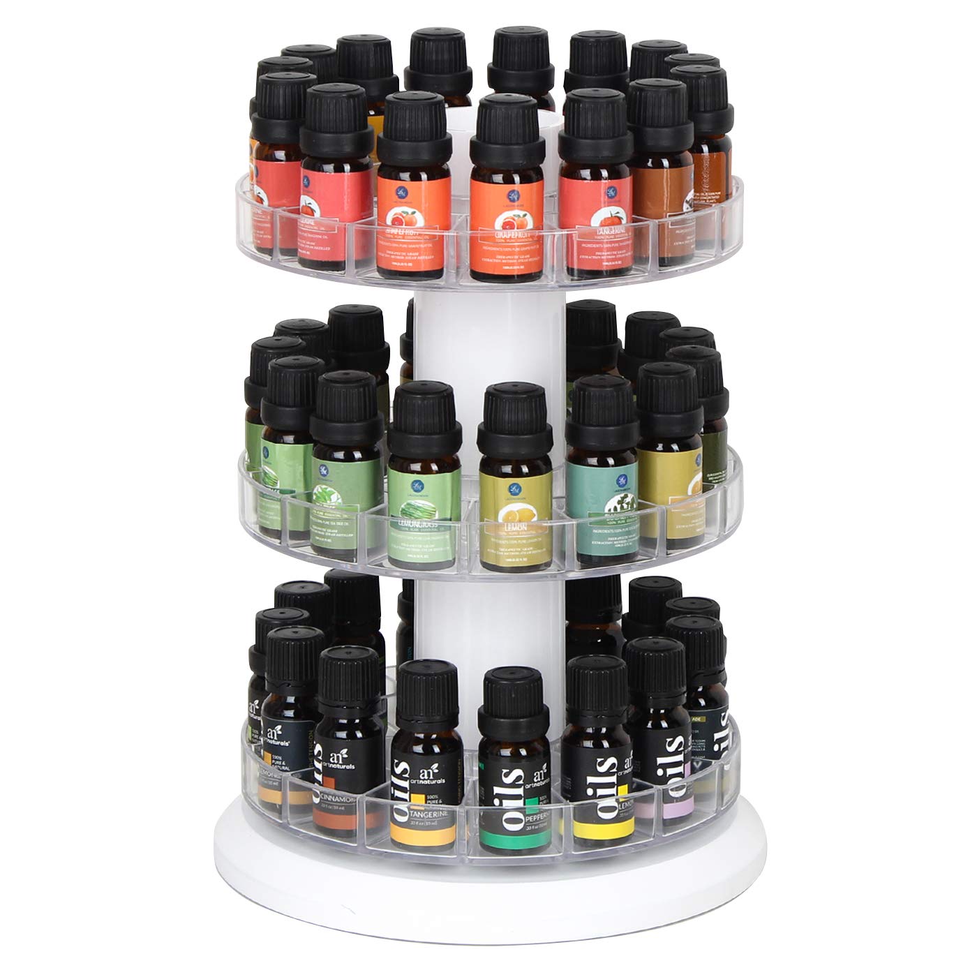 J JACKCUBE DESIGN Rotating Essential Oil Display Stand Spinning Rack for 45 Bottles(up to 72) Organizer 3 Tier Storage Holder -MK505B (3 Tier)