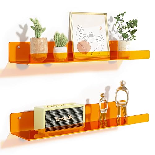 upsimples Pack Acrylic Shelves for Wall Storage, 15