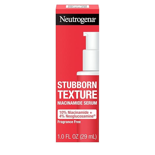 NEUTROGENA STUBBORN TEXTURE RESURFACING SERUM WITH 10% NIACINAMIDE & 4% NEOGLUCOSAMINE DESIGNED FOR ACNE-PRONE, IMPROVES UNEVEN SKIN TONE & REFINES TEXTURE, FRAGRANCE-FREE, 1 FL. OZ