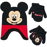 Disney Boys Mickey Mouse Winter Hat and 2 Pair Mitten or Gloves Set (Age 2-7)