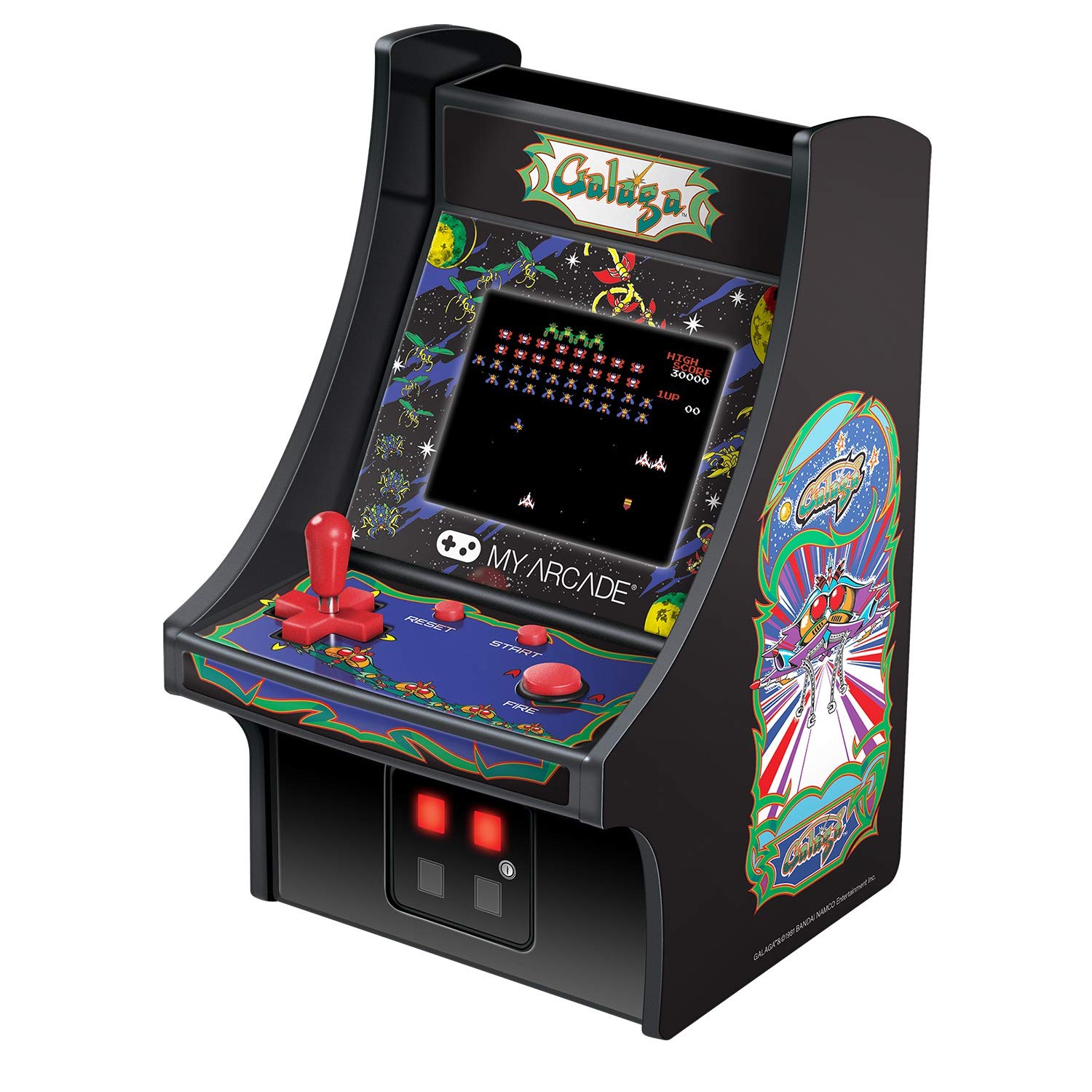 My Arcade Micro Player Mini Arcade Machine: Galaga Video Game, Fully Playable, 6.75 Inch Collectible, Color Display, Speaker, Volume Buttons, Headphone Jack, Battery or Micro USB Powered