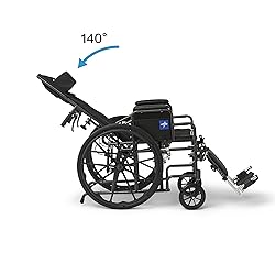 Medline Reclining Wheelchair, 18", with Elevating