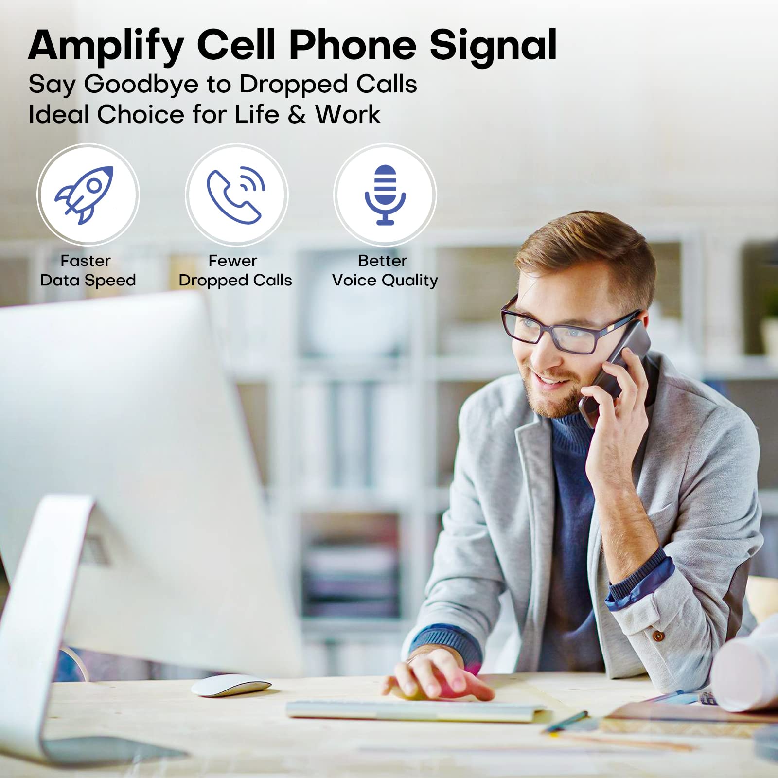 HiBoost Cell Phone Booster for Verizon, AT&T, and T Mobile-Cell Signal Booster for Home Cover Up to 4000 sq ft, Boost 4G 5G LTE on Brand 2/4/5/12/13/17, All U.S. Carriers and FCC Approved