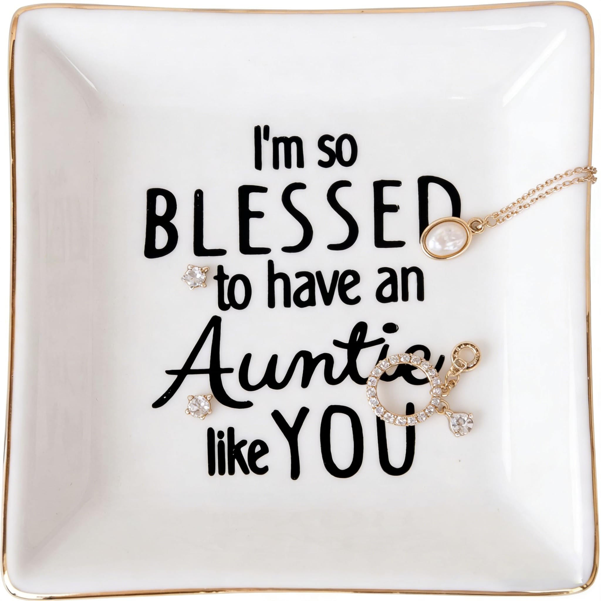 Titanape Auntie Trinket Ring Dish, Mothers Day Valentine's Day Birthday Aunty Gifts from Nephew Niece, Special Auntie Gifts — image 1