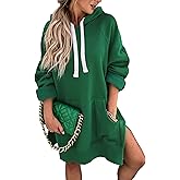 PRETTYGARDEN Sweatshirt for Women 2026 Fall Oversized Pullover Long Sleeve Casual Hoodie Dress Kangaroo Pocket Winter Clothes