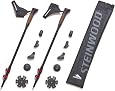 Steinwood Premium 100% carbone bâtons de marche nordique réglables avec télescope et fermeture à pince avec embouts en caoutchouc supplémentaires et sac de transport, multicolore