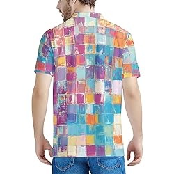 HUGS IDEA Colorful Grid Polo Shirts for Men