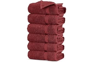 Towel Bazaar Premium Turkish Cotton Super Soft and Absorbent Towels (6-Piece Hand Towels, Cranberry)