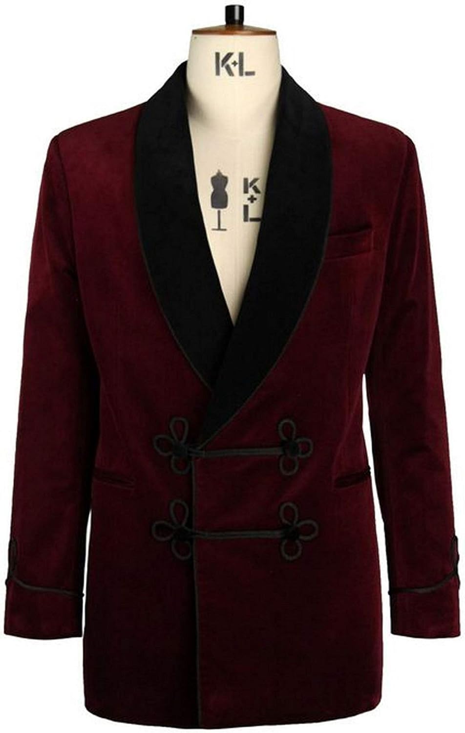 Pinkcity Mens Smoking Jacket Christmas Party Wear Maroon Smoking Blazers Jacket Double Breasted