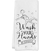 Cilrii Funny Bathroom Towels - Funny Decorative Waffle Weave Hand Towels, Bathroom Hand Towels,Wash Your Hands Sign Decor(16 X 24 Inches)