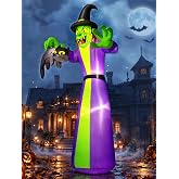 zukakii 12FT Giant Halloween Inflatables Witch Outdoor Decorations, Huge Halloween Blow Up Spooky Witch Grabbing Black Cat Yard Decoration Built-in LEDs & Strong Blower Large Tall for Lawn Party