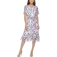 DKNY Women's Dresses MIDI,Navy/Coral, 12 at Amazon Women's Clothing store