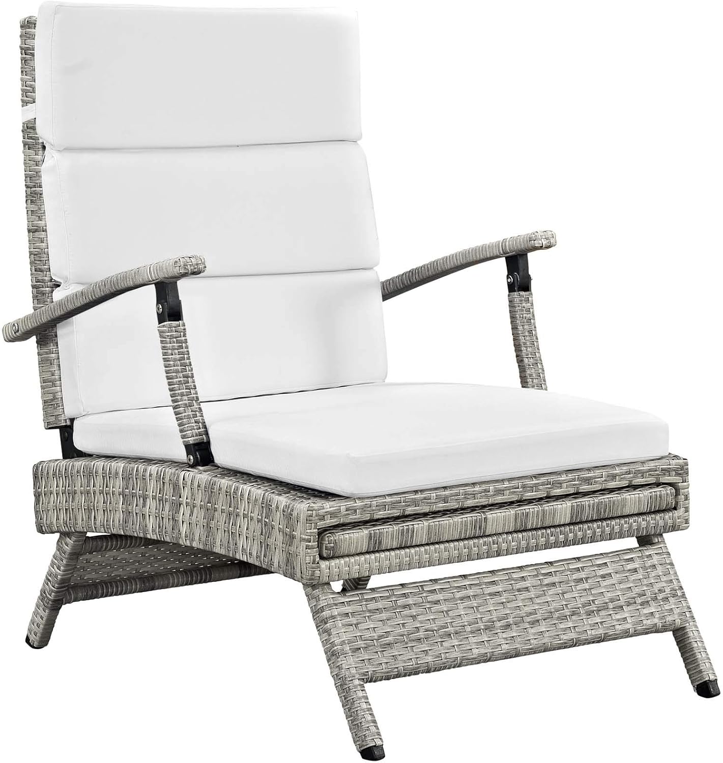 Modway Envisage Outdoor Patio Wicker Rattan Chaise Lounge in Light Gray White : Garden & Outdoor