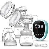 Electric Breast Pump, UTOBY Rechargeable Portable Double Pumps Nursing Breastfeeding Pump Pain-Free Strong Suction Power for