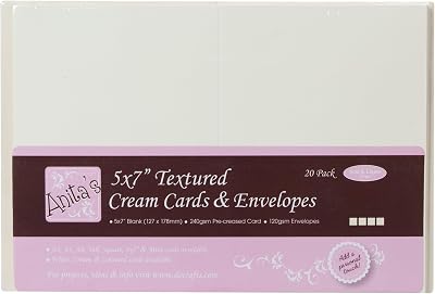 Anita's Plain Cards & Envelopes 5 x 7 Cream Pack of 20 240gsm
