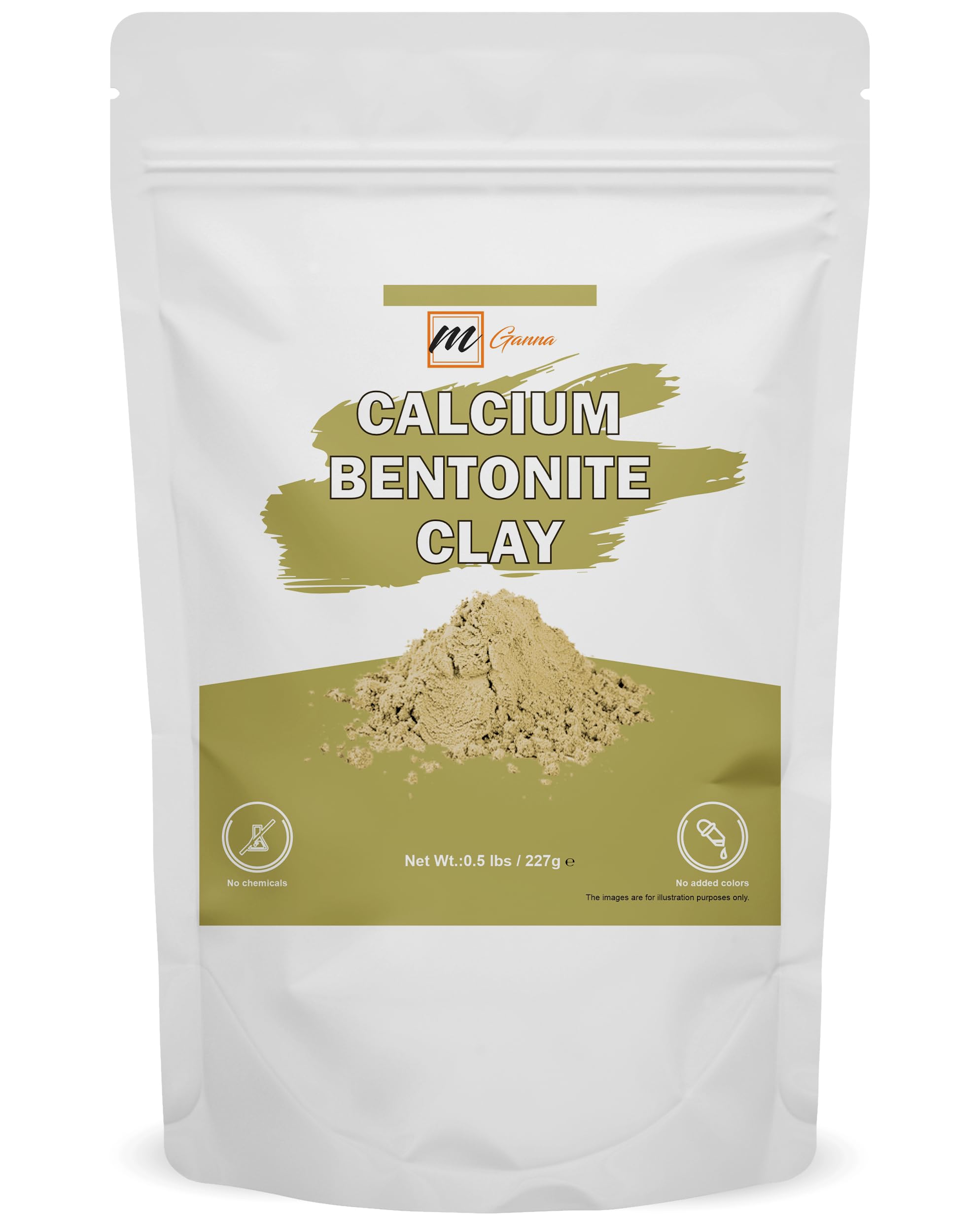 mGanna 100% Natural Calcium Bentonite Clay 0.5 lbs/ 227 g (Food Grade) for Detoxification, Facial Masks, Creams, Body Wraps and Soap Making
