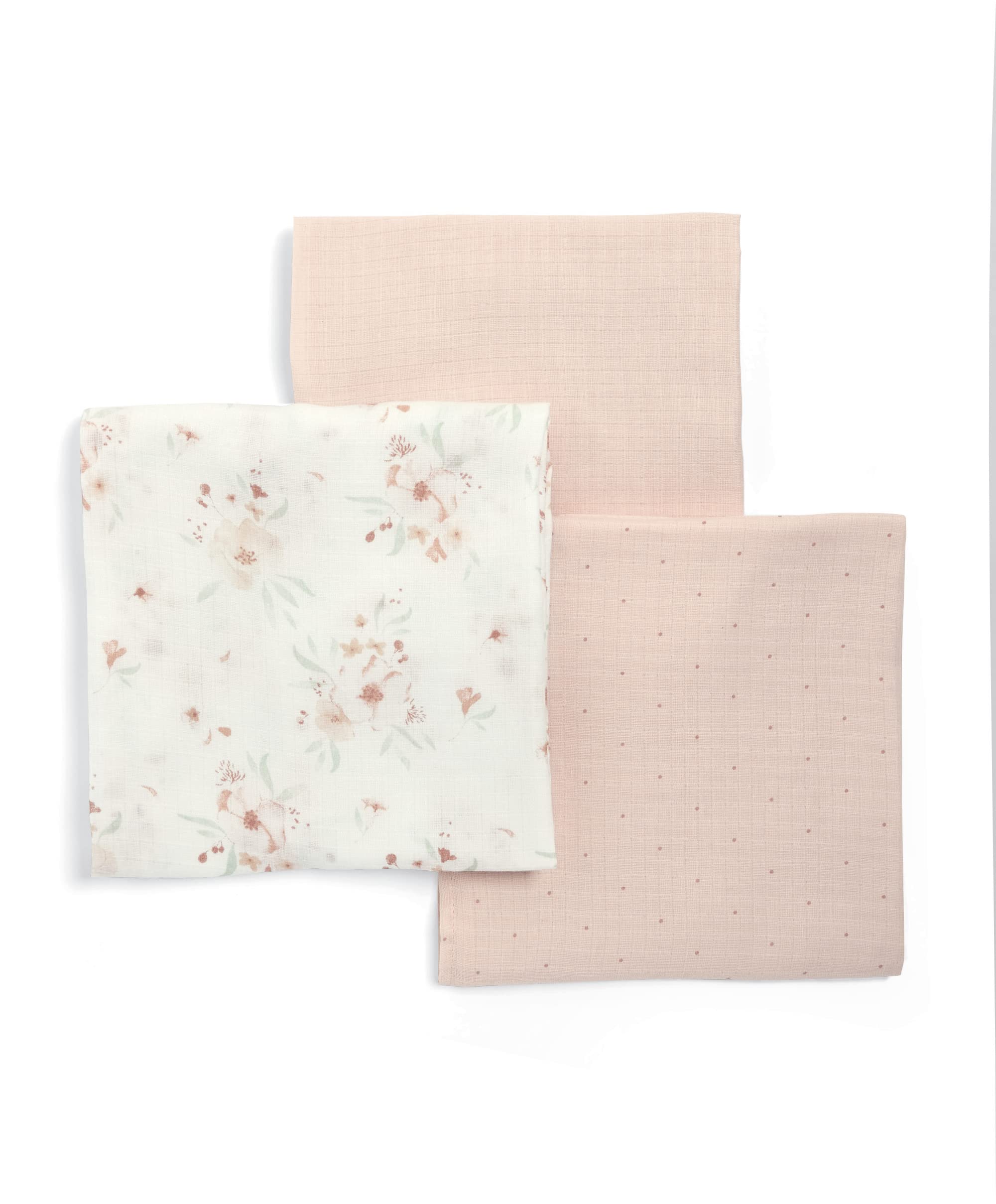 Mamas & Papas 3 Pack Large Cotton Muslin Squares, Floral