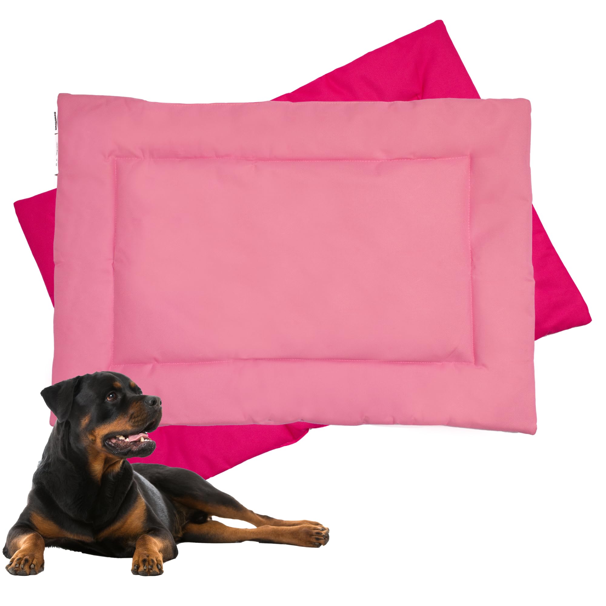 Downtown Pet Supply Dog Crate Pad, 35" x 22" - Waterproof, Ripstop Nylon Dog Crate Mat Chew Proof and Machine Washable - Dark and Light Pink - L