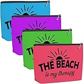 4PCS Beach Makeup Bag, Cute Cosmetic Bags for Women, Beach Accessories Travel Toiletry Bag Girls Trip Girls Weekend Gifts for Women Friend Sister Bridal Shower Bachelor Party Vacation Friendship