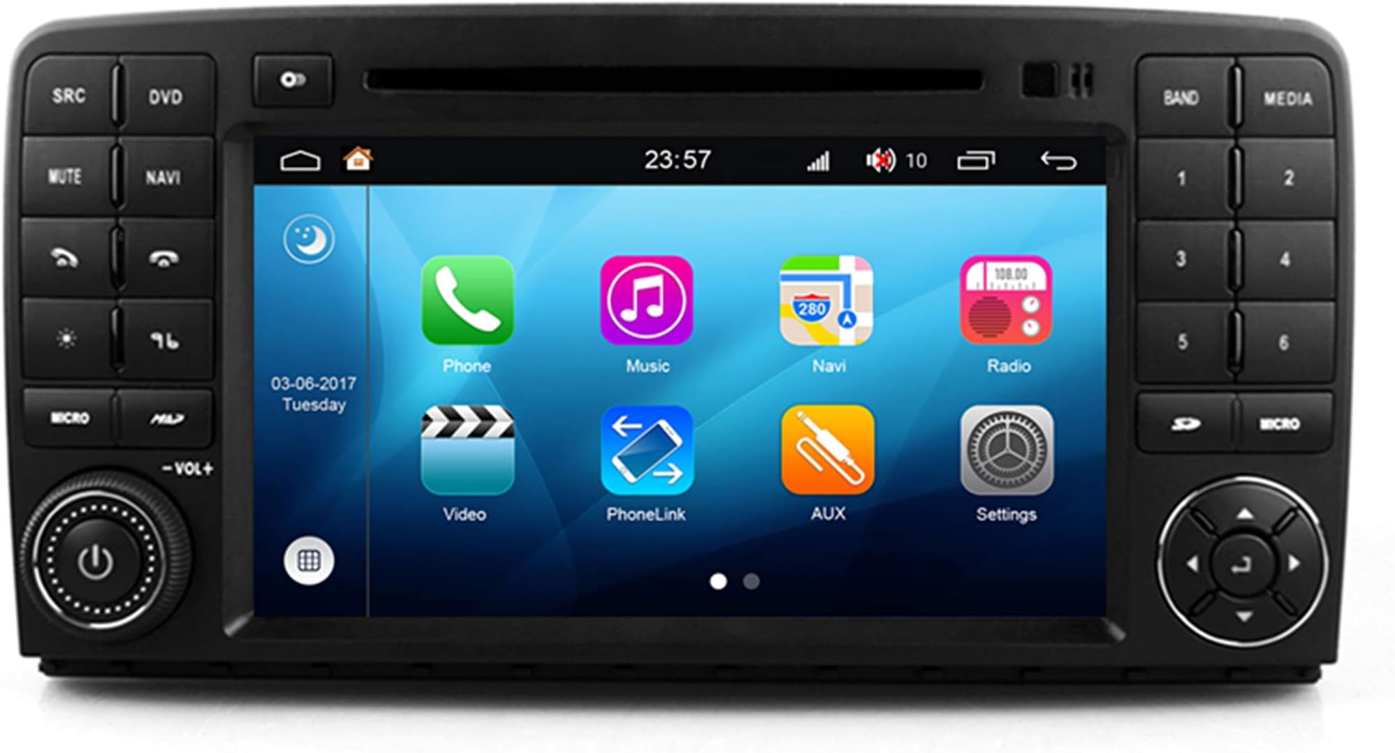 RoverOne Android 8.0 in Dash Car DVD GPS Navigation System for Mercedes-Benz R Class W251 R280 R300 R320 R350 R500 2006-2012 with Stereo Radio Bluetooth GPS SD USB Mirror Link Touch Screen