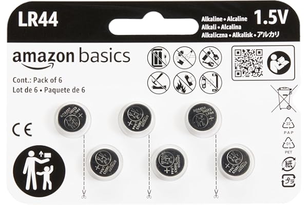 Amazon Basics 6 Pack LR44 Alkaline Button Coin Cell Battery