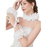QLX Lace Clown Collar Neck Ruffle Victorian Jester Collars (white 0, One Size)