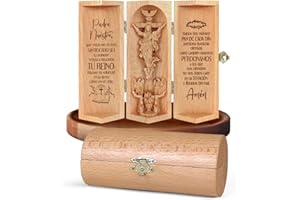 Jesuspirit - Christian Decor, Catholic Wooden Statues, Sculpture Nativity Family, Statue of Jesus, Virgin Mary Statue, Home Decor - Openable Wooden Cylinder Sculpture of Jesus (Padre Nuestro - S)