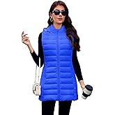 Long Puffer Vest for Women with Hood Lightweight Packable Sleeveless Vest for Spring, Fall & Winter
