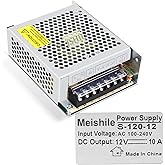 MEISHILE 12V 10A 120W DC Switching Power Supply Adapter 110V AC to DC 12V, Industrial Transformer Converter 0-8A 5A LED Drive Light Strip Lamp CCTV Camera DVR Meter Electric Motor Model SMPS 110V