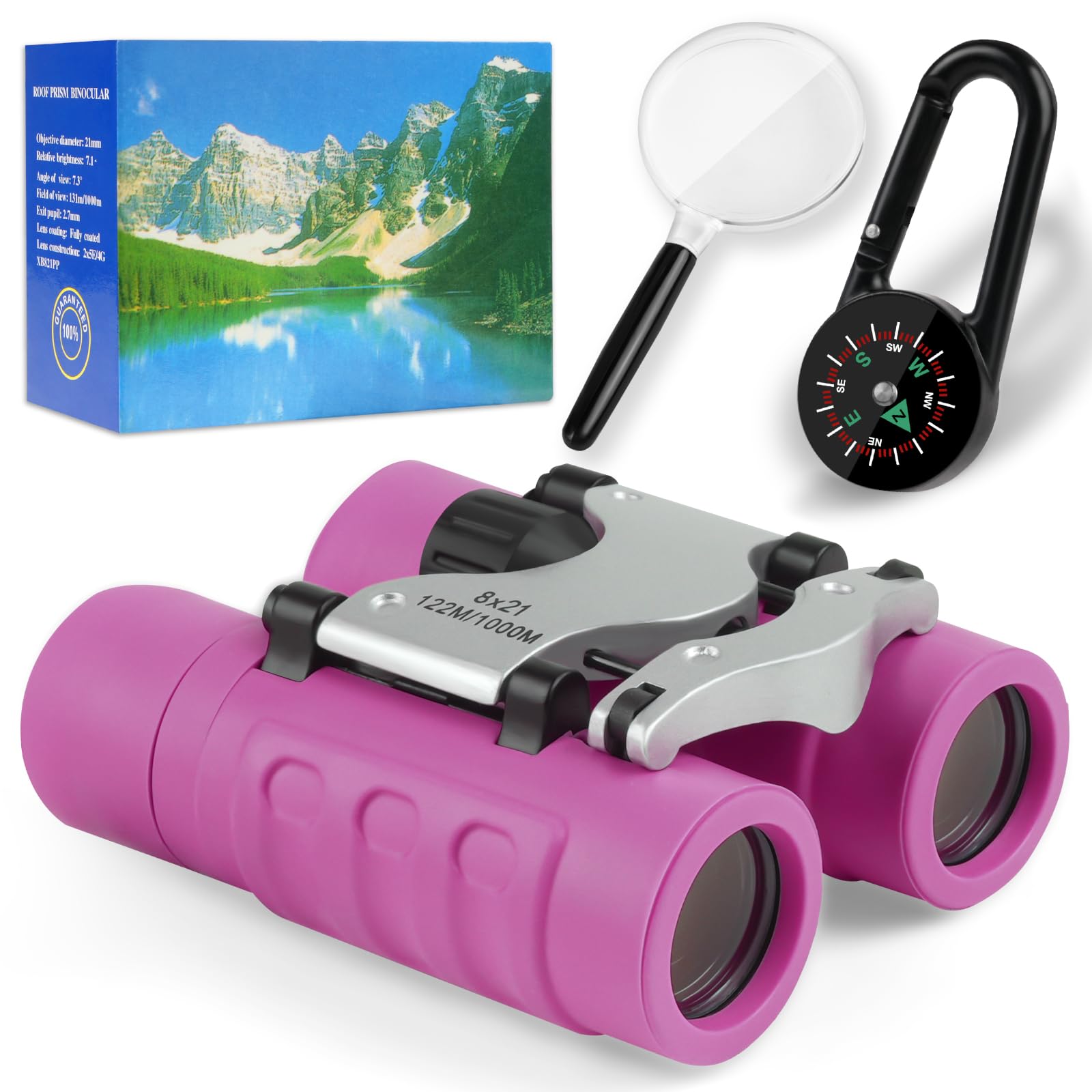 OSDUE Binoculars for Kids, 8 x Super Zoom Function Kids Telescope Outdoor Toys 4 5 6 7 8 Years Old Boys Girls High Resolution Binoculars for Kid Toys Educational Learning Purple
