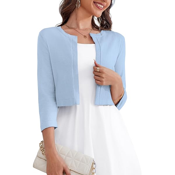 thumbnail image 2 of Allegra K Women's Sheer Lace Shrug - 3/4 Sleeve Elegant Cardigan For Weddings & Parties 2 of 11