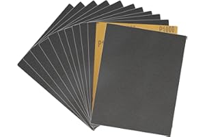 KQCXIK 12-Sheet 1000 Grit Wet Dry Sandpaper, 9 x 11 Inch Fine Sand Paper Silicon Carbide Abrasive Sanding Sheets for Woodworking, Automotive and DIY Projects