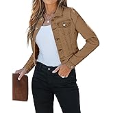 luvamia 2026 Cropped Jean Jackets for Women Fashion Short Denim Shacket Jacket Lightweight Fitted Stretchy with Pockets