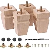 Texphw Unfinished Oak Sofa Legs - Heavy Duty Mid Century Solid Wood Replacement Furniture Legs Set of 4 for Couch, Table, Ben