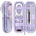 Fintie Holder Case for Apple Pencil Pro, Apple Pencil (USB-C / 1st / 2nd Generation), PU Leather Carrying Bag Sleeve Compatible with Pen, USB Cable, Samsung Stylus, Lilac Marble