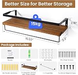 AGM Floating Shelves Wall Mounted Shelf Set of 2 with Towel Bar 33 lbs view 3