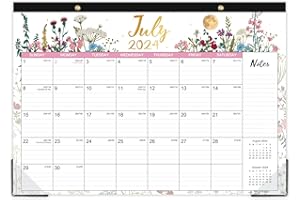 PINCHOCO 2024-2025 Calendar - Desk Calendar 2024-2025, 18-Month Desk/Wall Calendar, Jul. 2024 - Dec. 2025, 16.8" x 12", Desk Calendar with Thick Paper + Corner Protectors - Moon Floral