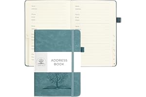 DAOFARY Address Book with Alphabetical Tabs - Small Address Keeper Book (5.3 * 7.6 in) with Inner Pocket, Hardcover Address Notebook for Store Your Important Informations (Blue Haze)