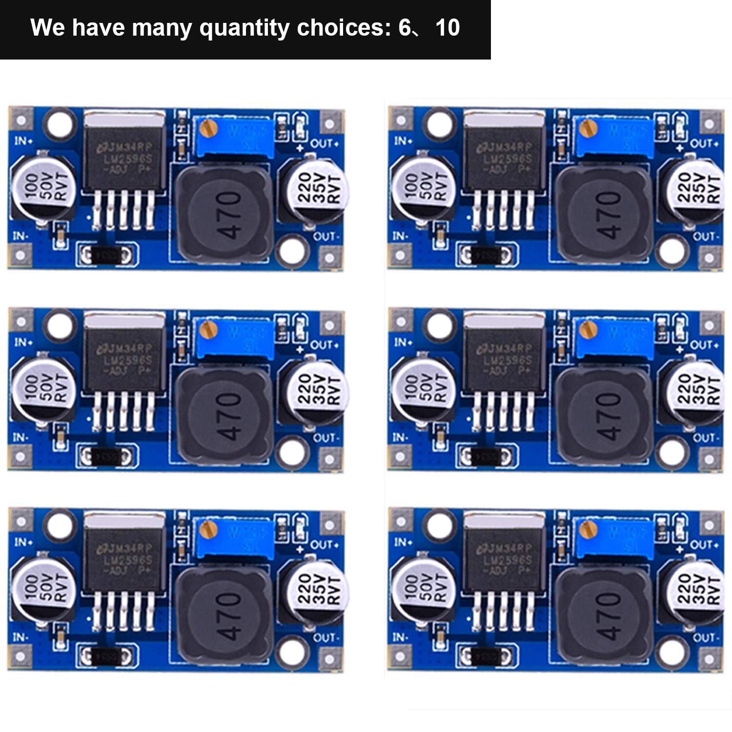 eBoot 6 Pack LM2596 DC to DC Buck Converter 3.040V to 1.535V Power