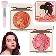 Embossed Smooth Powder Blush Palette for Cheeks,Matte Face Powder Blush Palette,Embossed Girl Blush for Cheeks,Natural Nude Long Lasting Powder Blush Palette for All Skins(Pink+Orange)