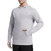 Roadbox Men's UPF 50+ Sun Hoodie Shirts, UV Protection Fishing Shirt with Pocket, Swim Hiking Rash Guard Long Sleeve Hoodies