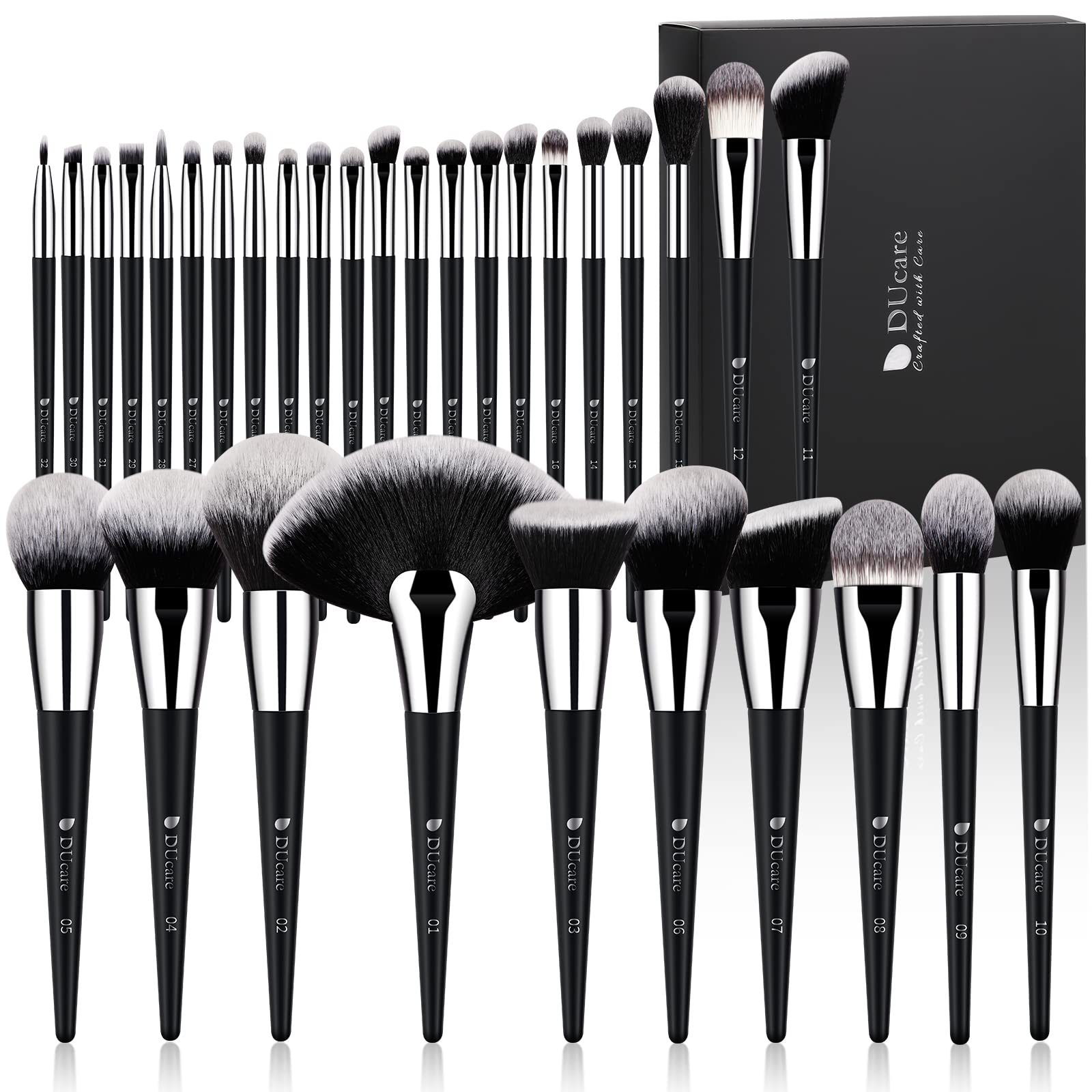 DUcare Professional Makeup Brush Set 32Pcs Makeup Brushes Premium Synthetic Kabuki Foundation Blending Brush Face Powder Blush Concealers Eye Shadows