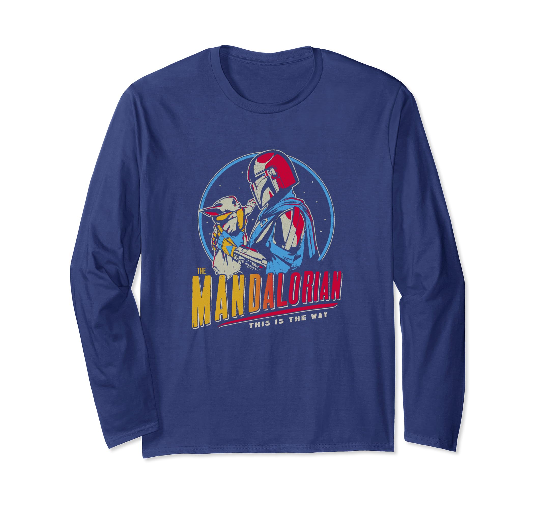 Star Wars: The Mandalorian Mando And Grogu Dark Rainbow Long Sleeve T-Shirt