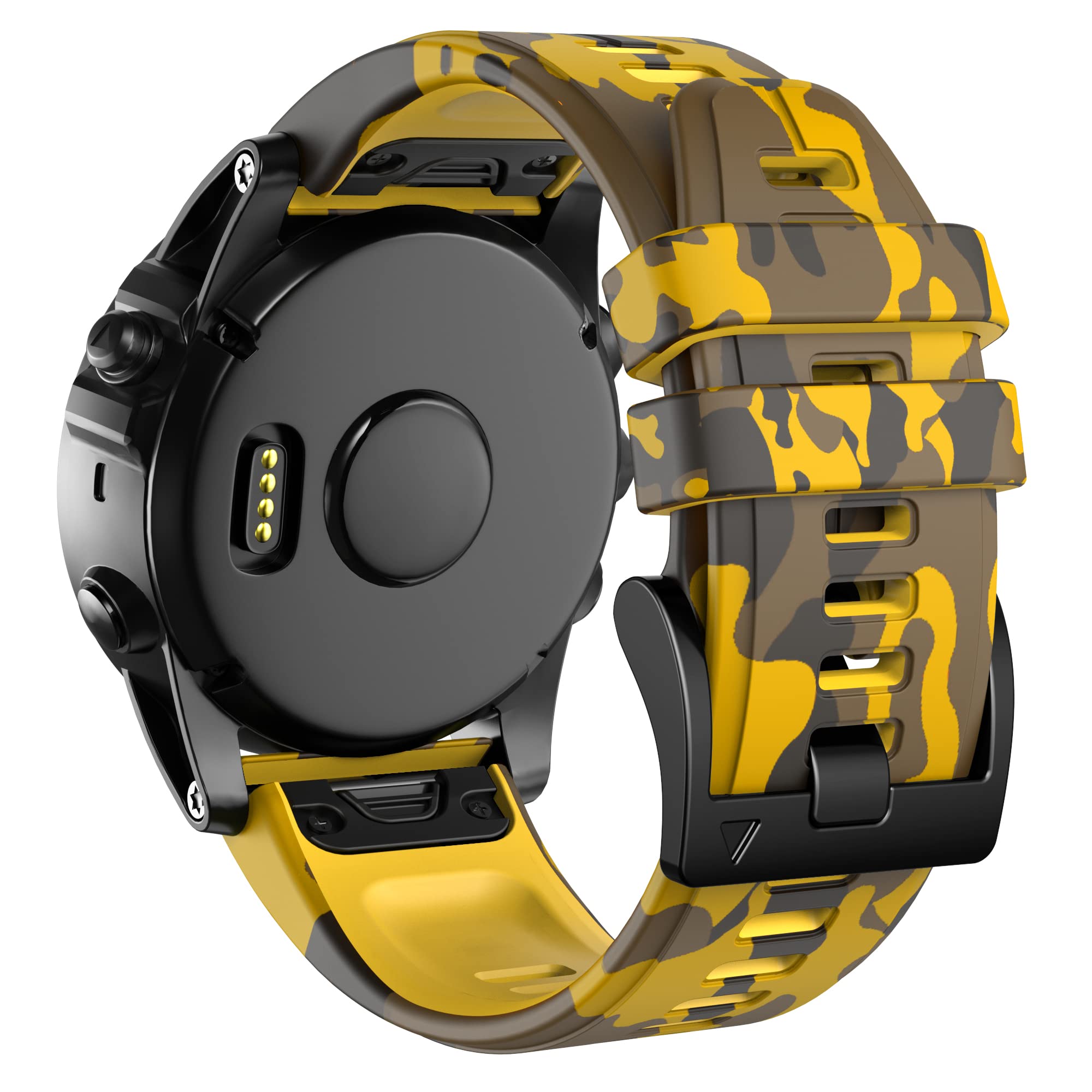 Fleshy Leaf 22mm Band Camouflage strap Compatible for Garmin Fenix 7,Fenix 6,Fenix 6 Pro,Fenix 5,Fenix 5 Plus,Approach S60 S62,Forerunner 935 945,Quick Release Strap Wristband (Camouflage yellow)